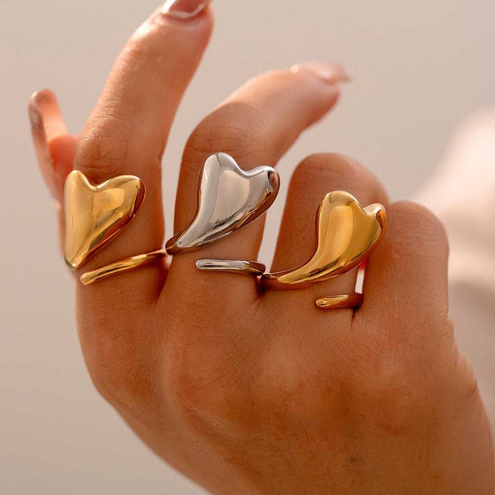 Stainless Steel Love Entwined Open Ring, Elegant Gift